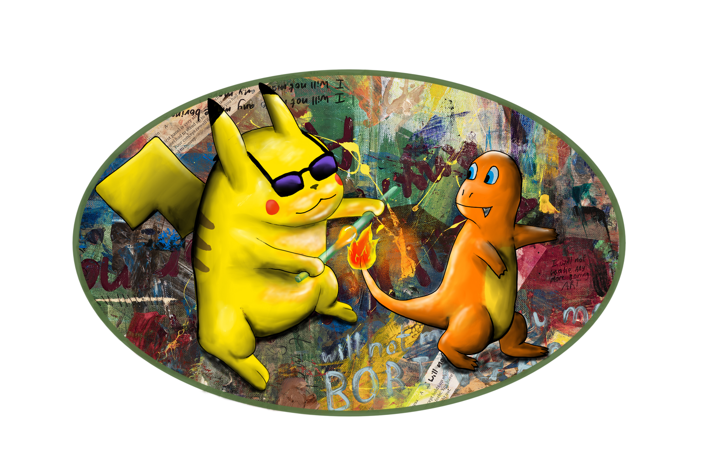 Glass Blowing Pikachu and Charmander Sticker
