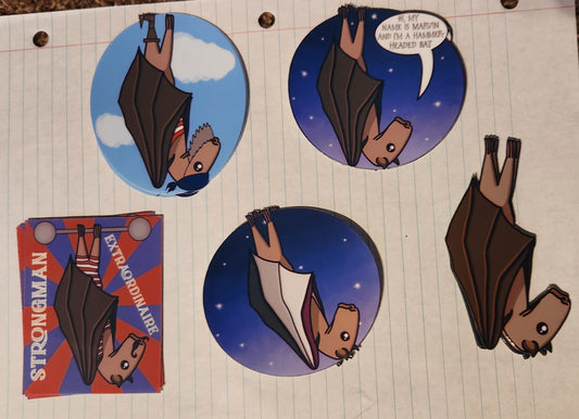 Marvin The Bat, 3" Stickers